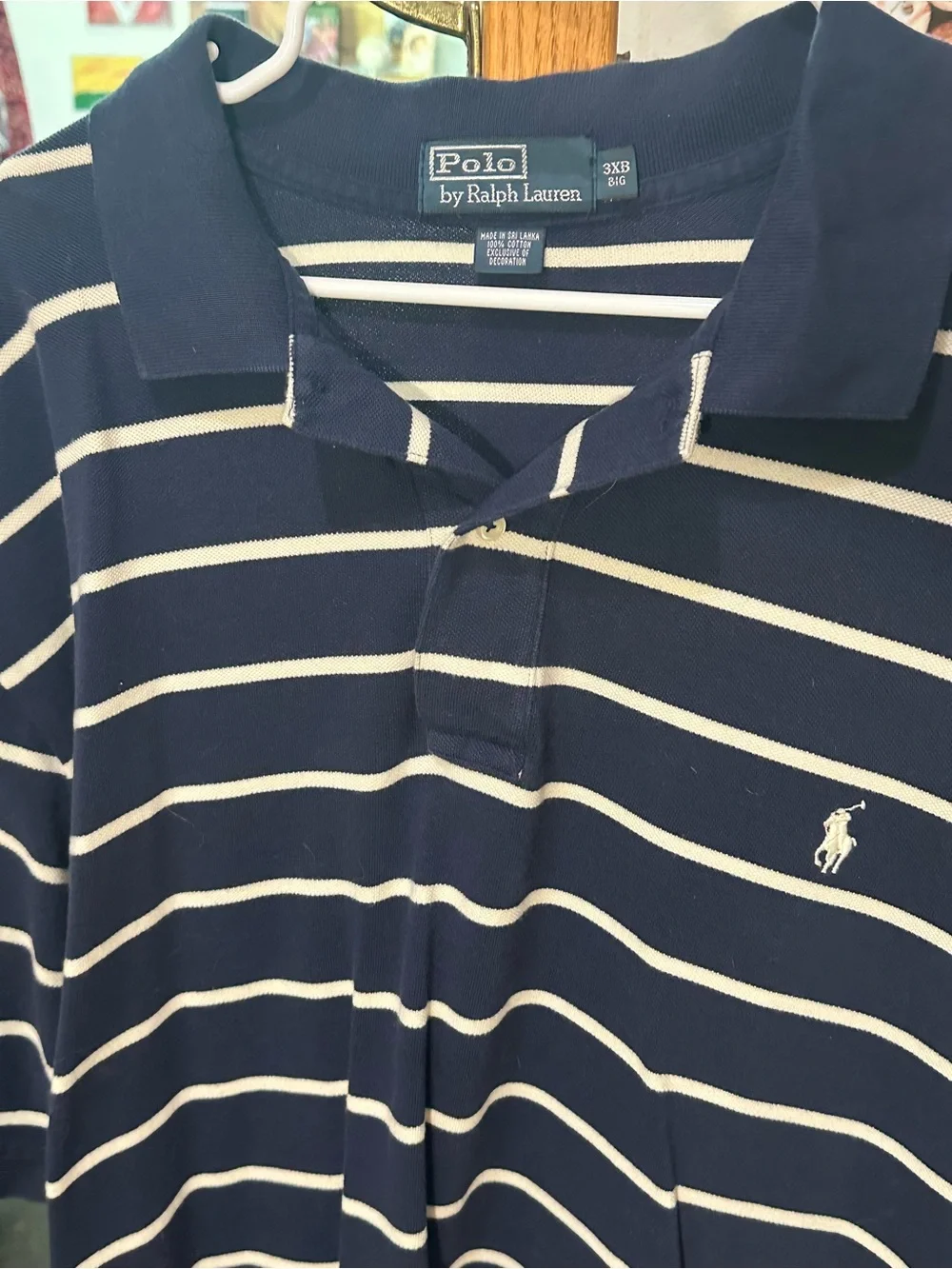 Polo by Ralph Lauren Striped Polo Shirt Navy and White